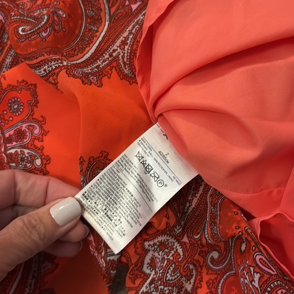 Banana Republic red paisley pleated ruffle midi wedding guest summer sundress 2 - Picture 7 of 8